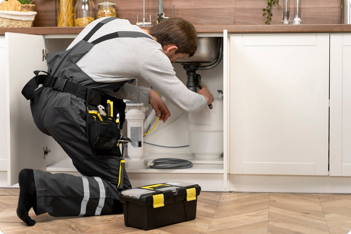 Man in the plumbing shop
