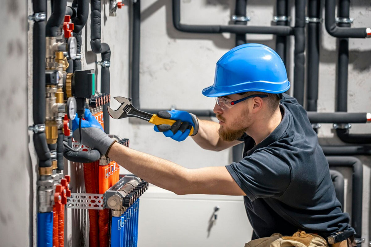 Man in the plumbing shop